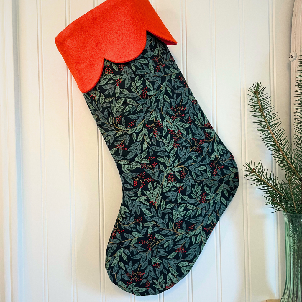 Quilted Christmas Stocking - Willowberry Red