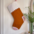 Handmade Christmas Stocking - Gingerbread Stripes