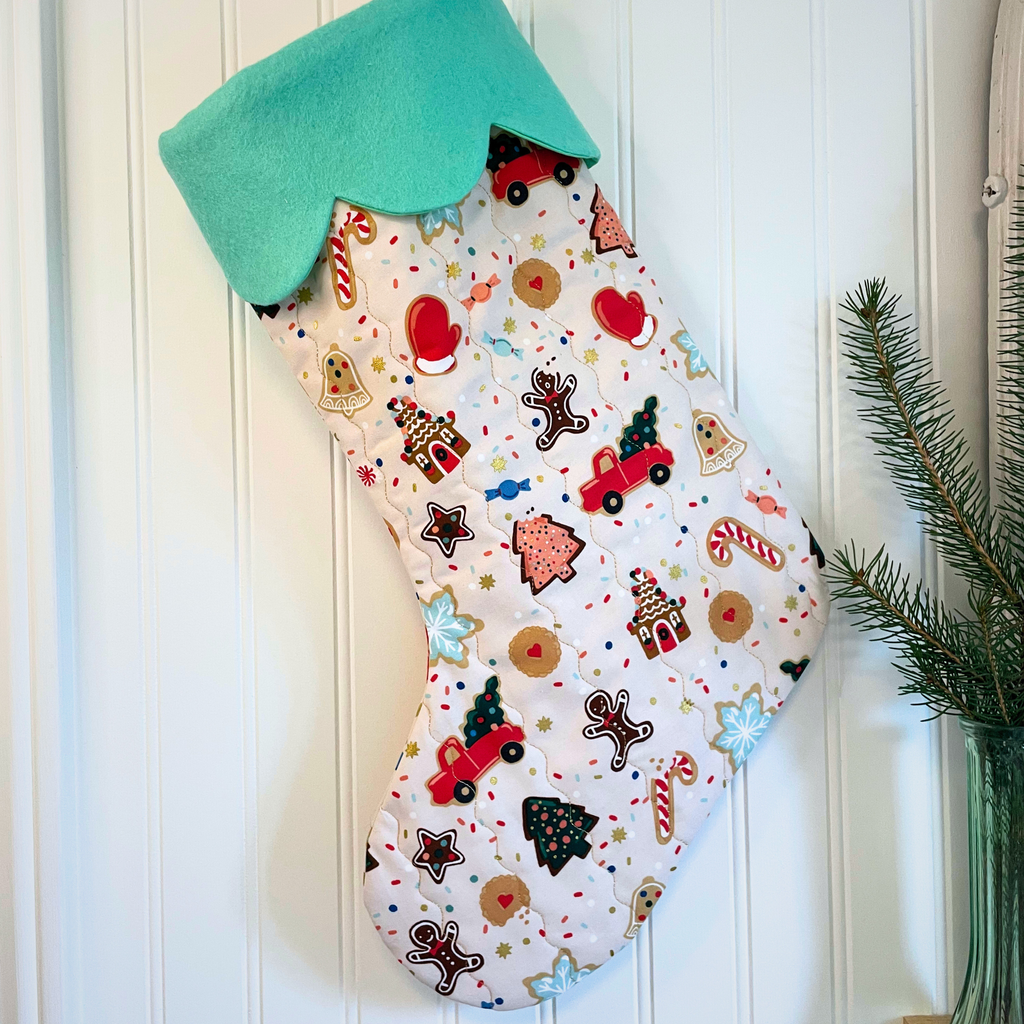 Quilted Christmas Stocking - Christmas Cookies