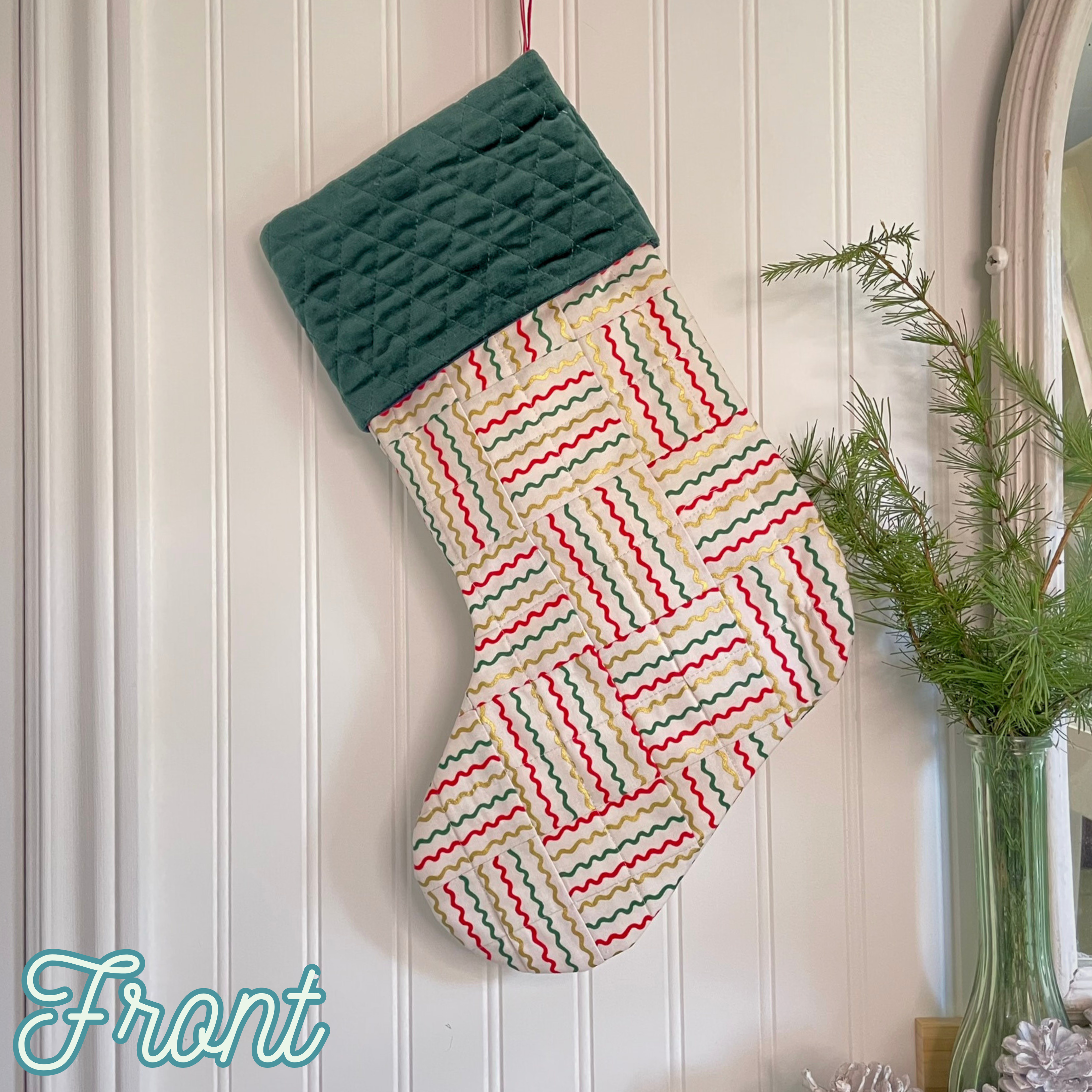 Handmade Christmas Stocking - Ribbon Stripe