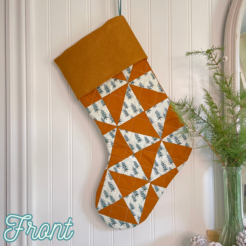 Handmade Christmas Stocking - Gingerbread Fir Patch