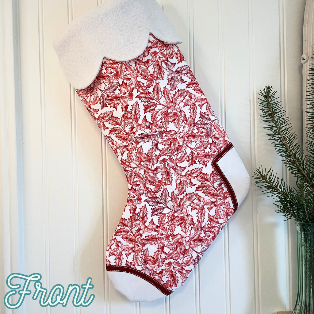 Handmade Christmas Stocking - Red Holly