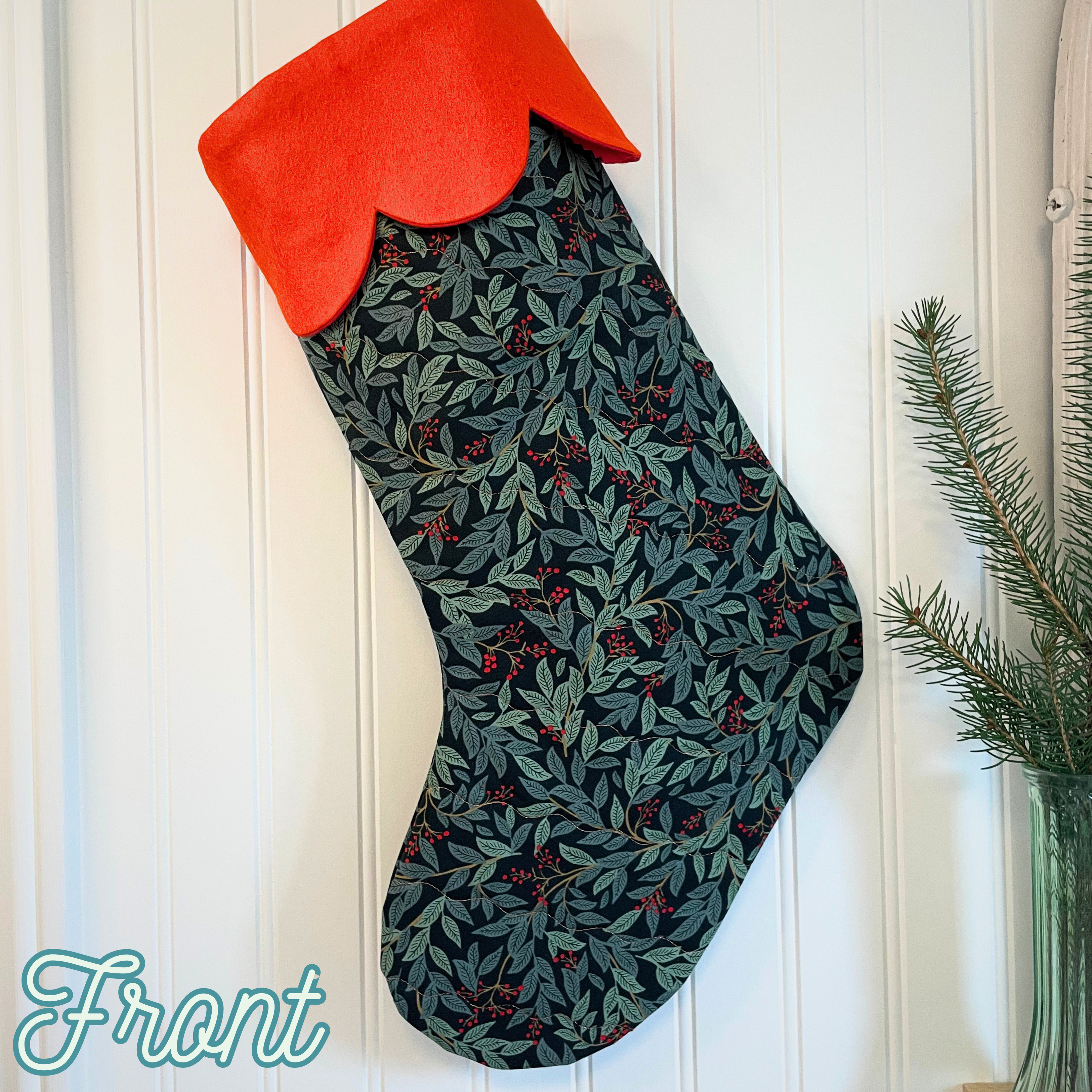 Quilted Christmas Stocking - Willowberry Red