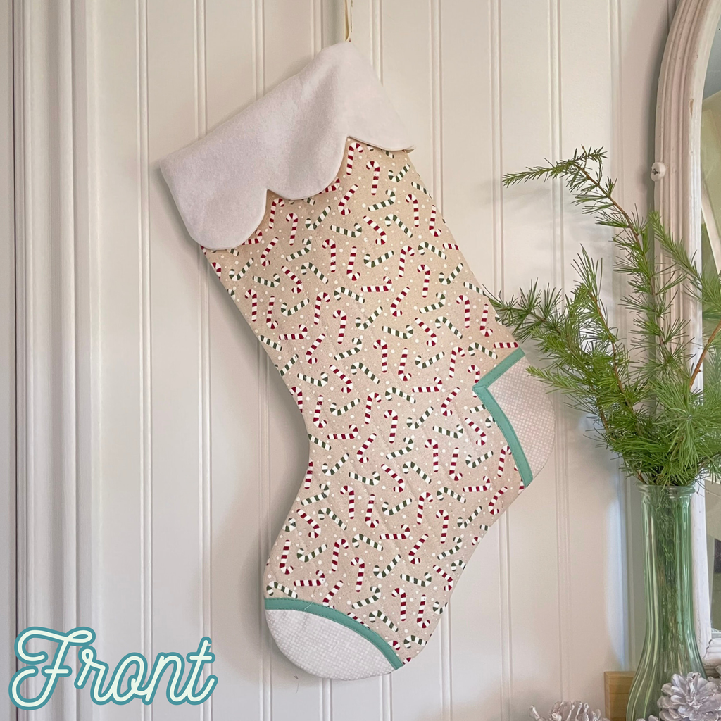 Handmade Stocking - Candy Cane Cream