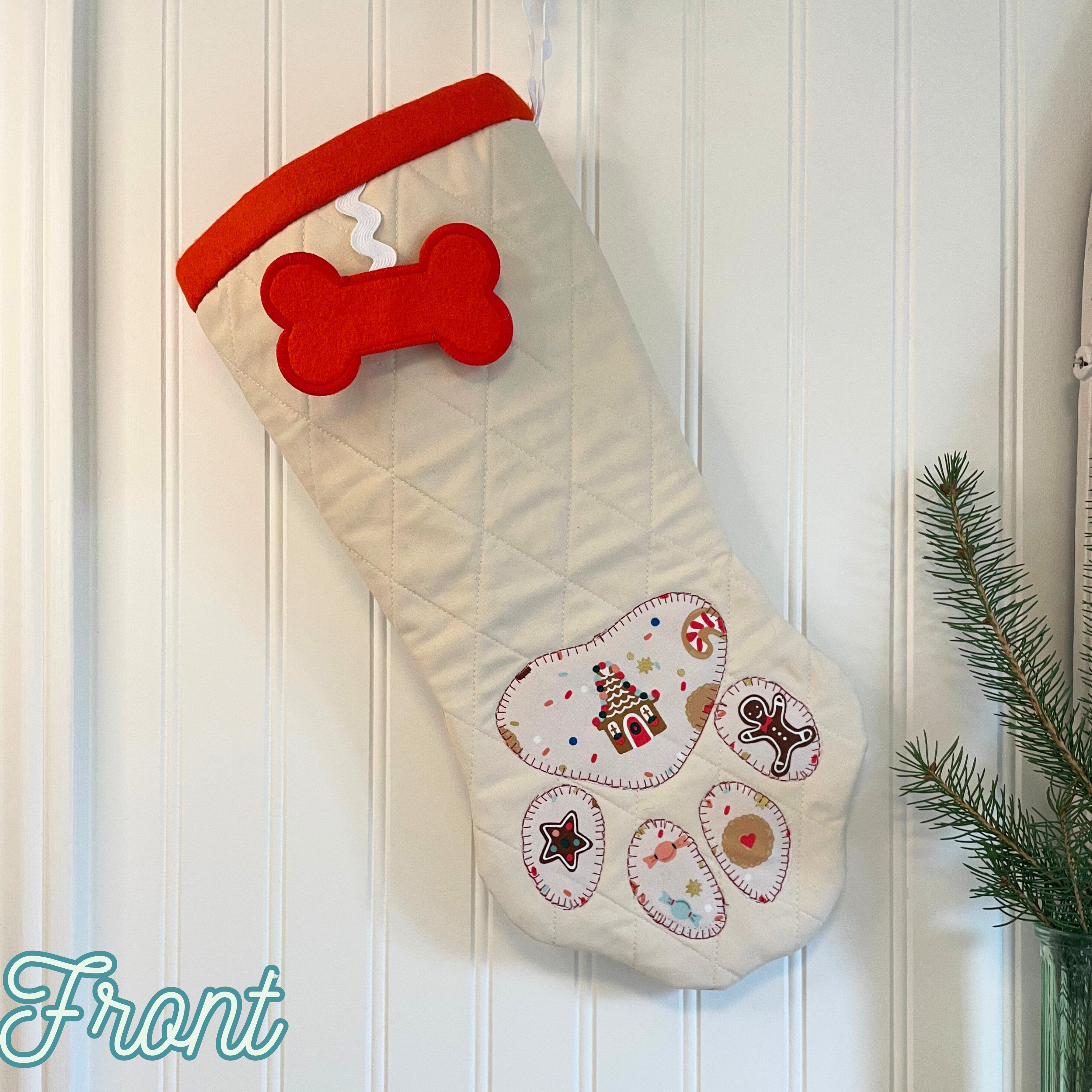 Quilted Patchwork Pet Christmas Stocking - Christmas Cookies
