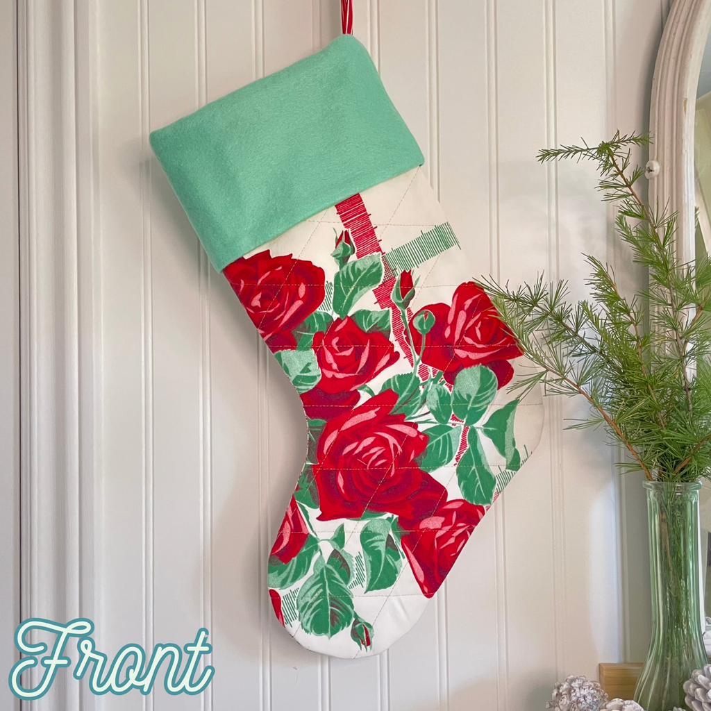 Handmade Christmas Stocking - Vintage Roses
