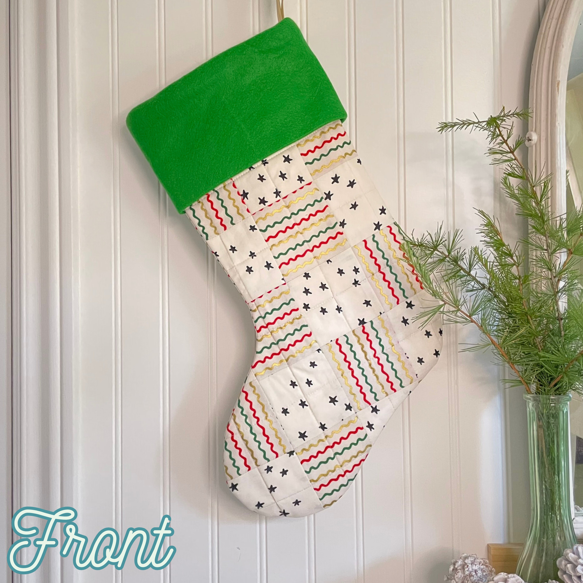 Handmade Christmas Stocking - Squiggles & Stars