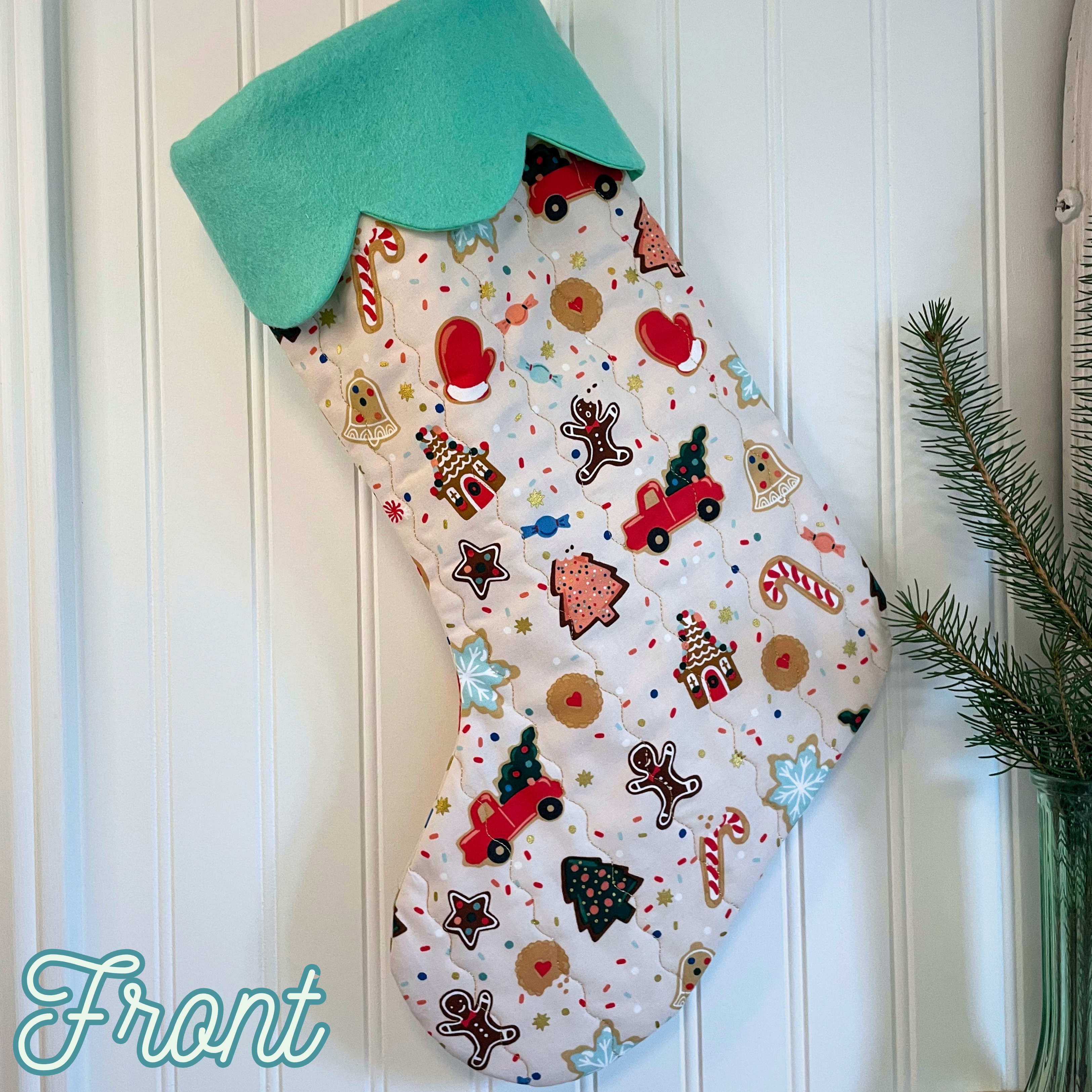 Quilted Christmas Stocking - Christmas Cookies