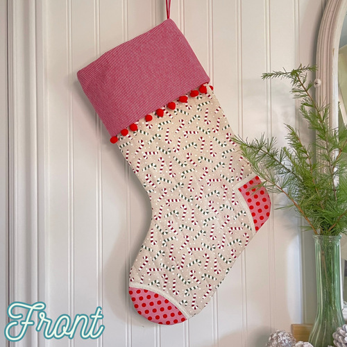 Handmade Christmas Stocking - Candy Cane Red