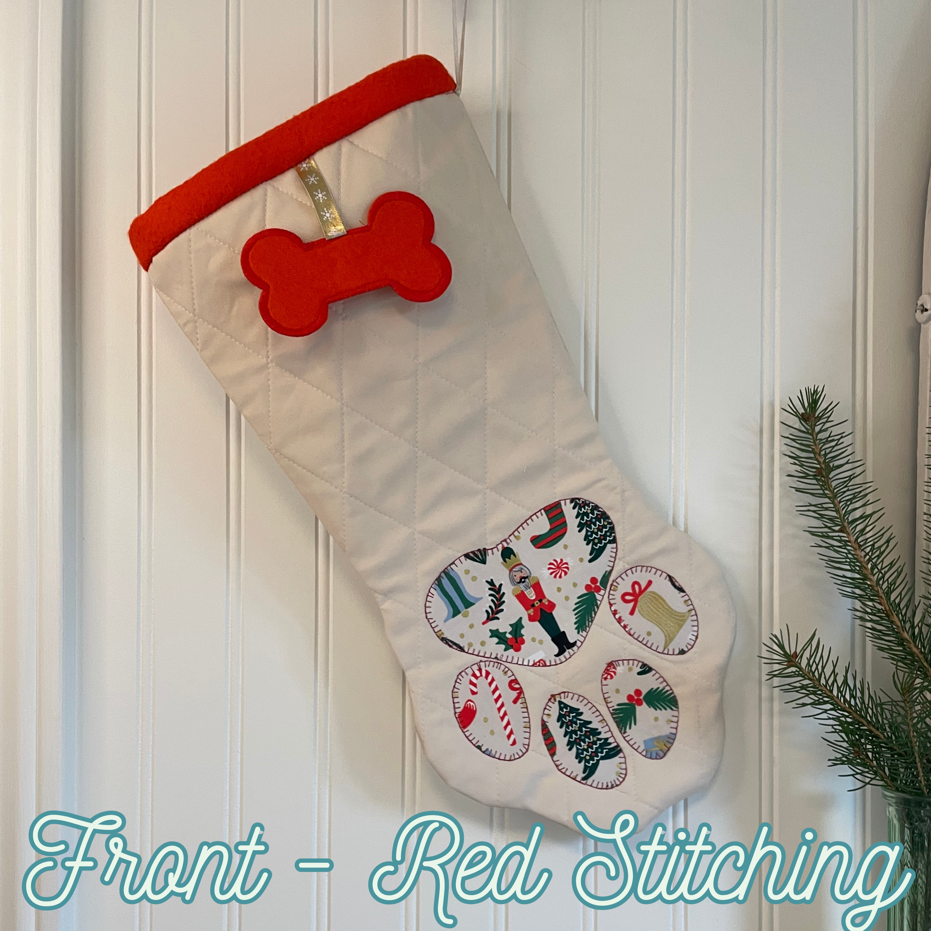 Quilted Patchwork Pet Christmas Stocking - Golden Nutcracker