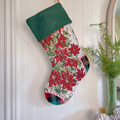 Handmade Christmas Stocking -Vintage Poinsettia & Plaid