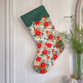 Handmade Christmas Stocking - Poinsettia Light