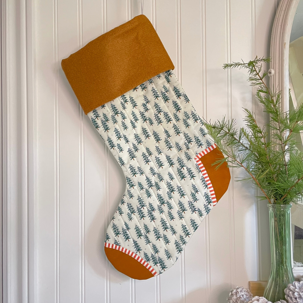 Handmade Christmas Stocking - Gingerbread Fir Trees