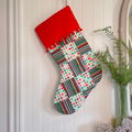 Handmade Christmas Stocking - Metallic Patches Merry