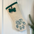 Quilted Patchwork Pet Christmas Stocking - Green Holly