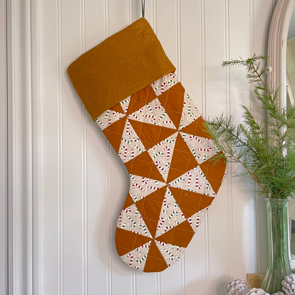 Handmade Christmas Stocking - Gingerbread Candy Cane