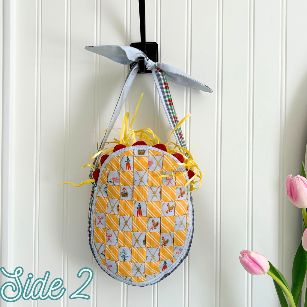 Handmade Woven Easter Basket - Yellow Stripes