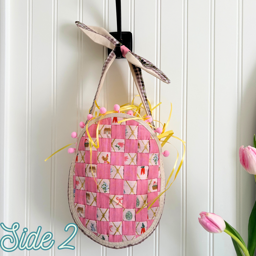 Handmade Woven Easter Basket - Pink and Pink