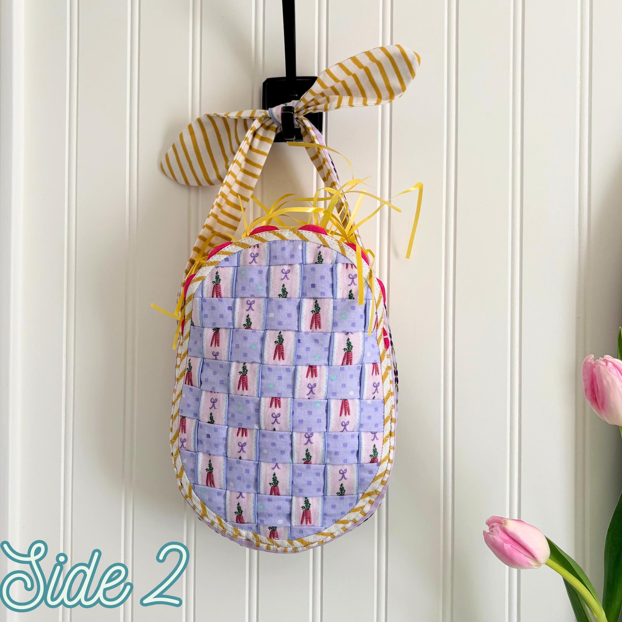 Handmade Woven Easter Basket - Purple Carrots