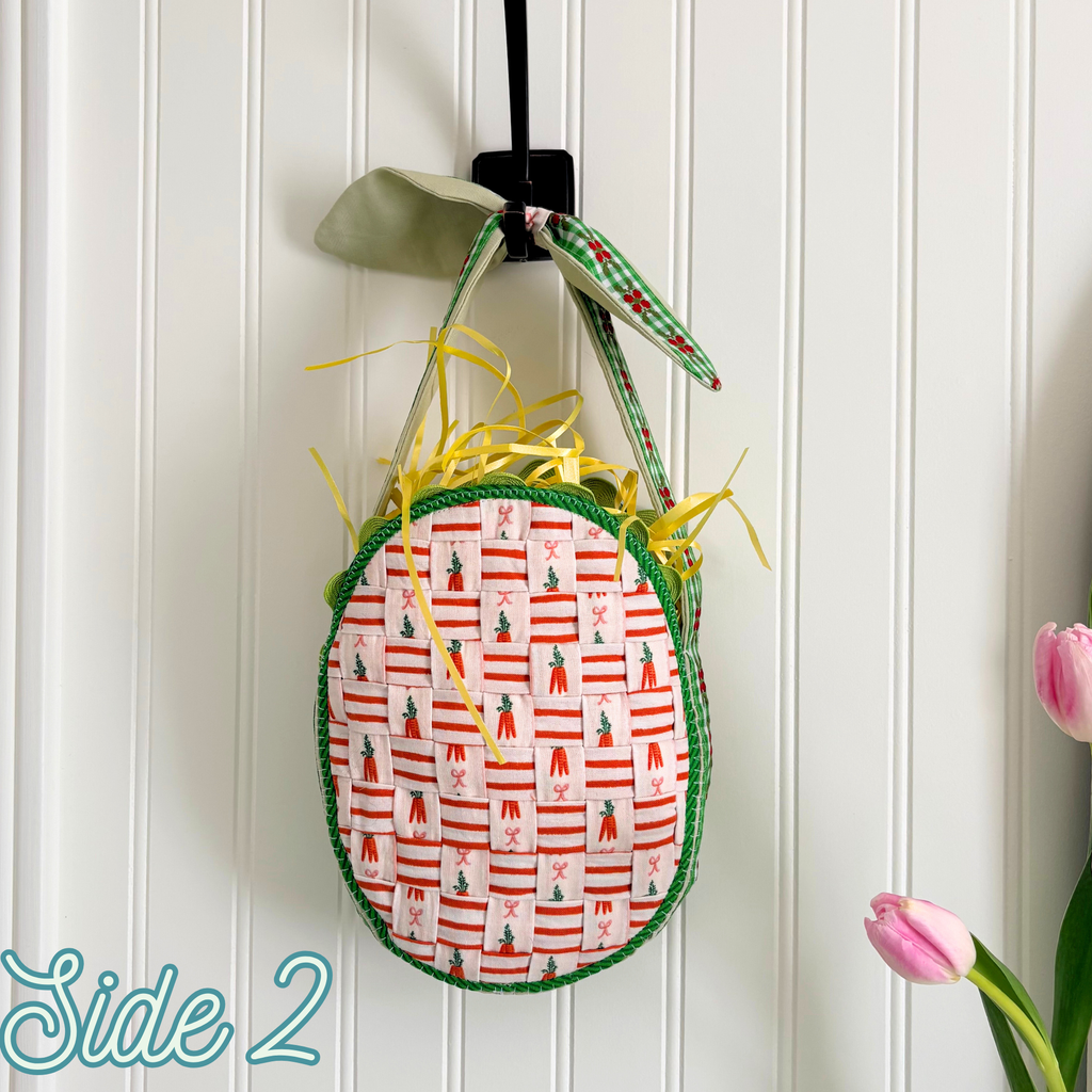 Handmade Woven Easter Basket - White Carrots