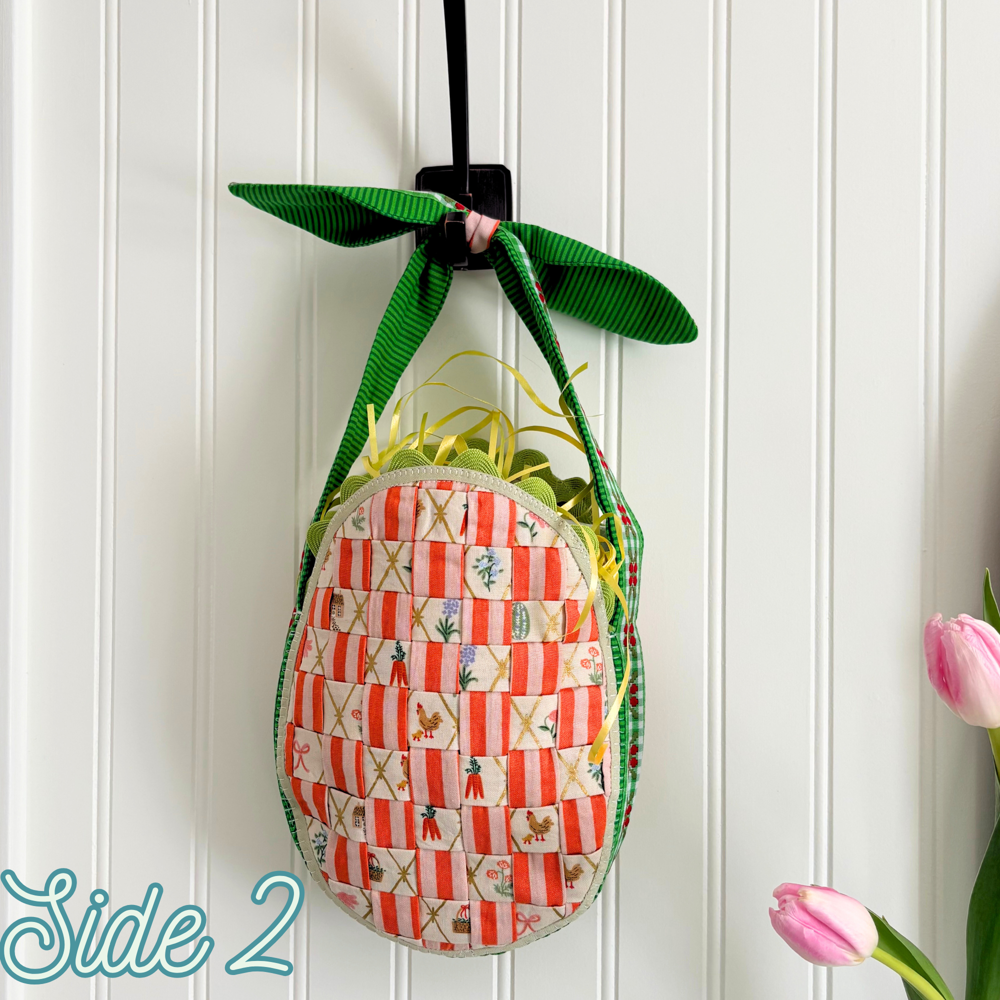 Handmade Woven Easter Basket - Carrots and Greens