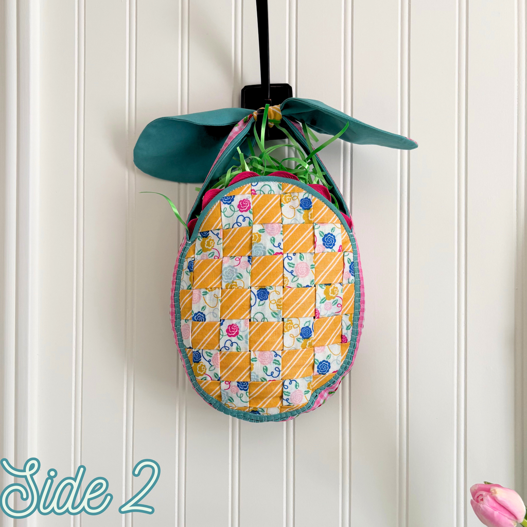 Handmade Woven Easter Basket - Floral and Stripes