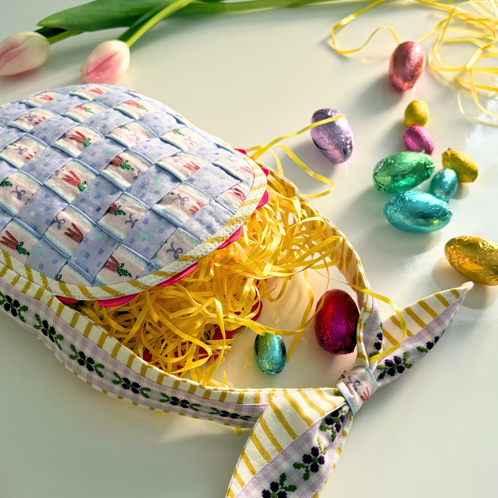Handmade Woven Easter Basket - Purple Carrots