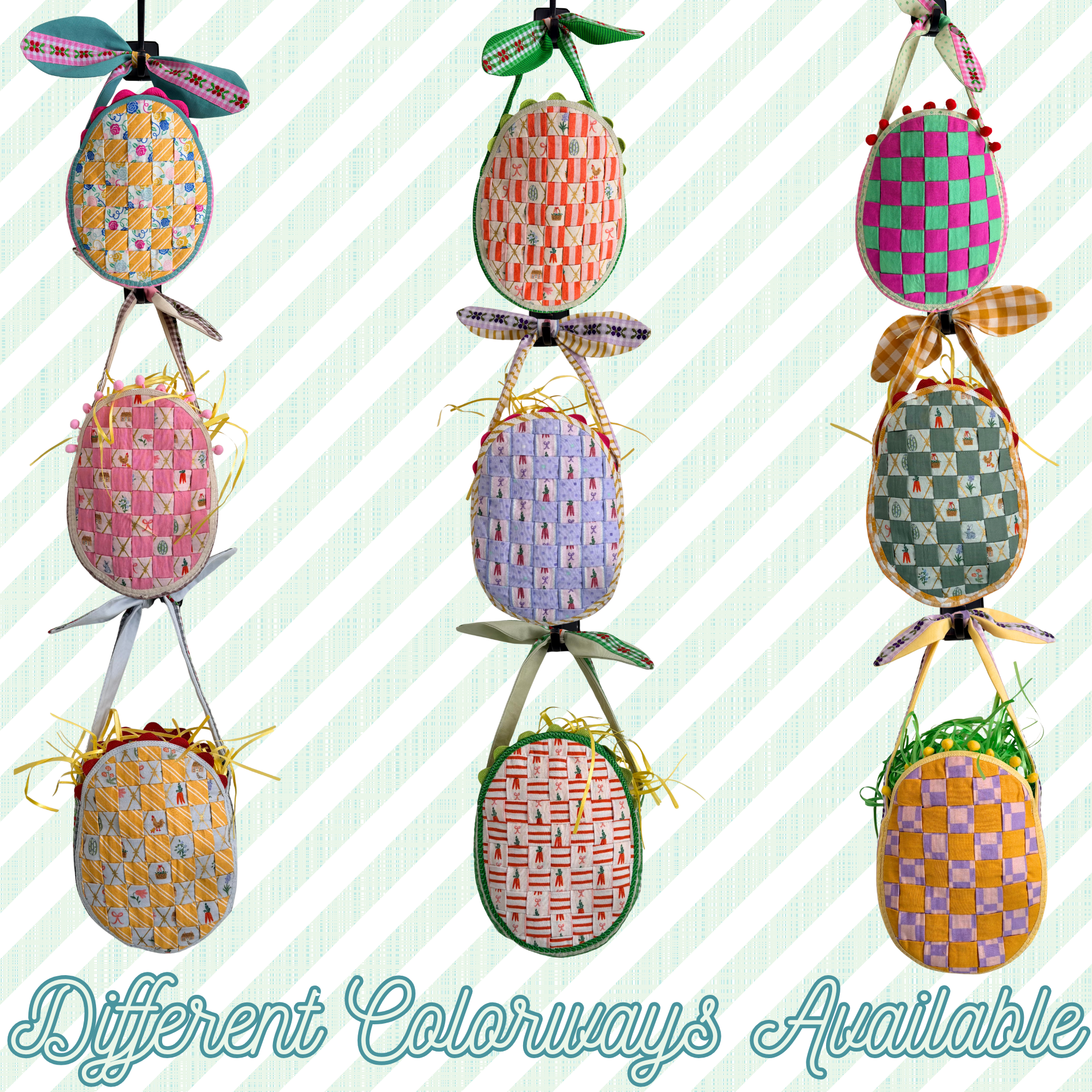 Handmade Woven Easter Basket - Yellow Stripes
