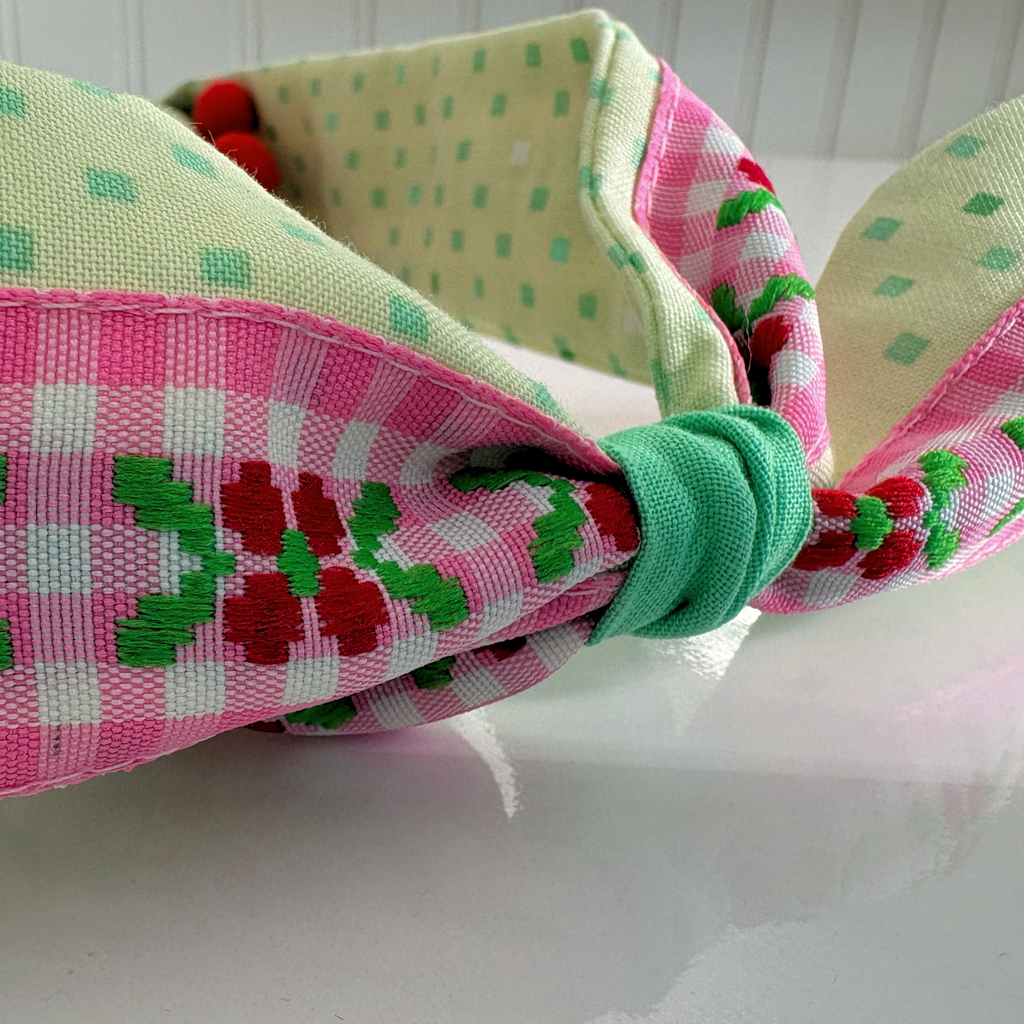 Handmade Woven Easter Basket - Pink and Green