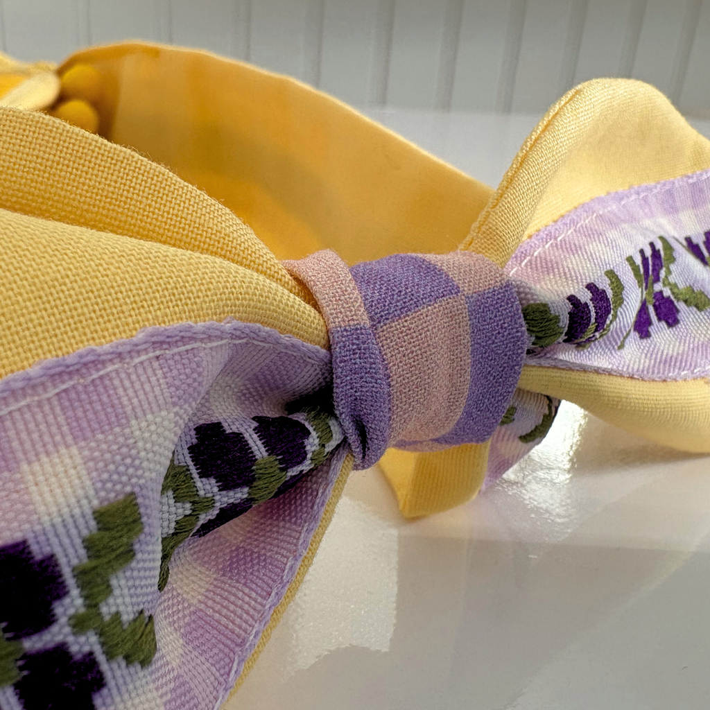 Handmade Woven Easter Basket - Yellow and Purple Check
