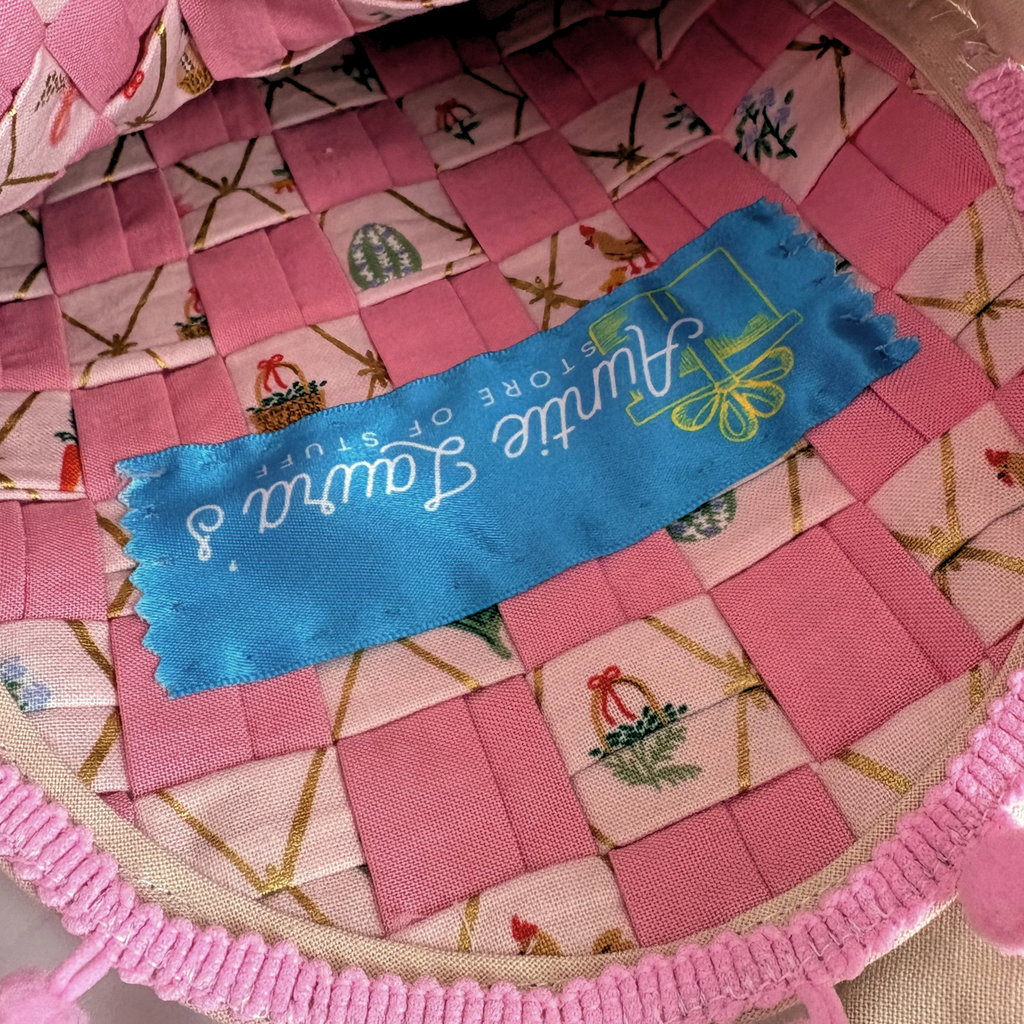 Handmade Woven Easter Basket - Pink and Pink