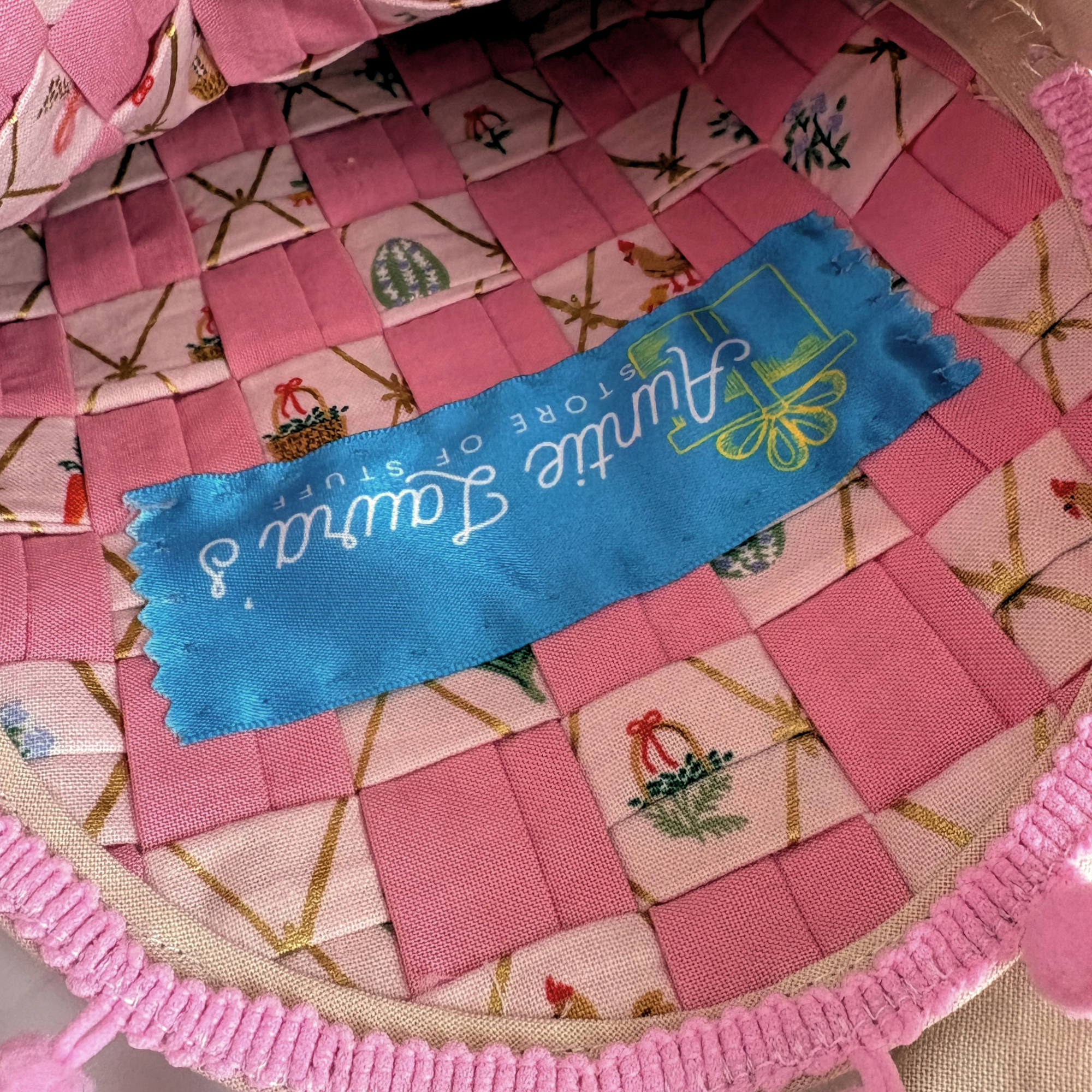 Handmade Woven Easter Basket - Pink and Pink