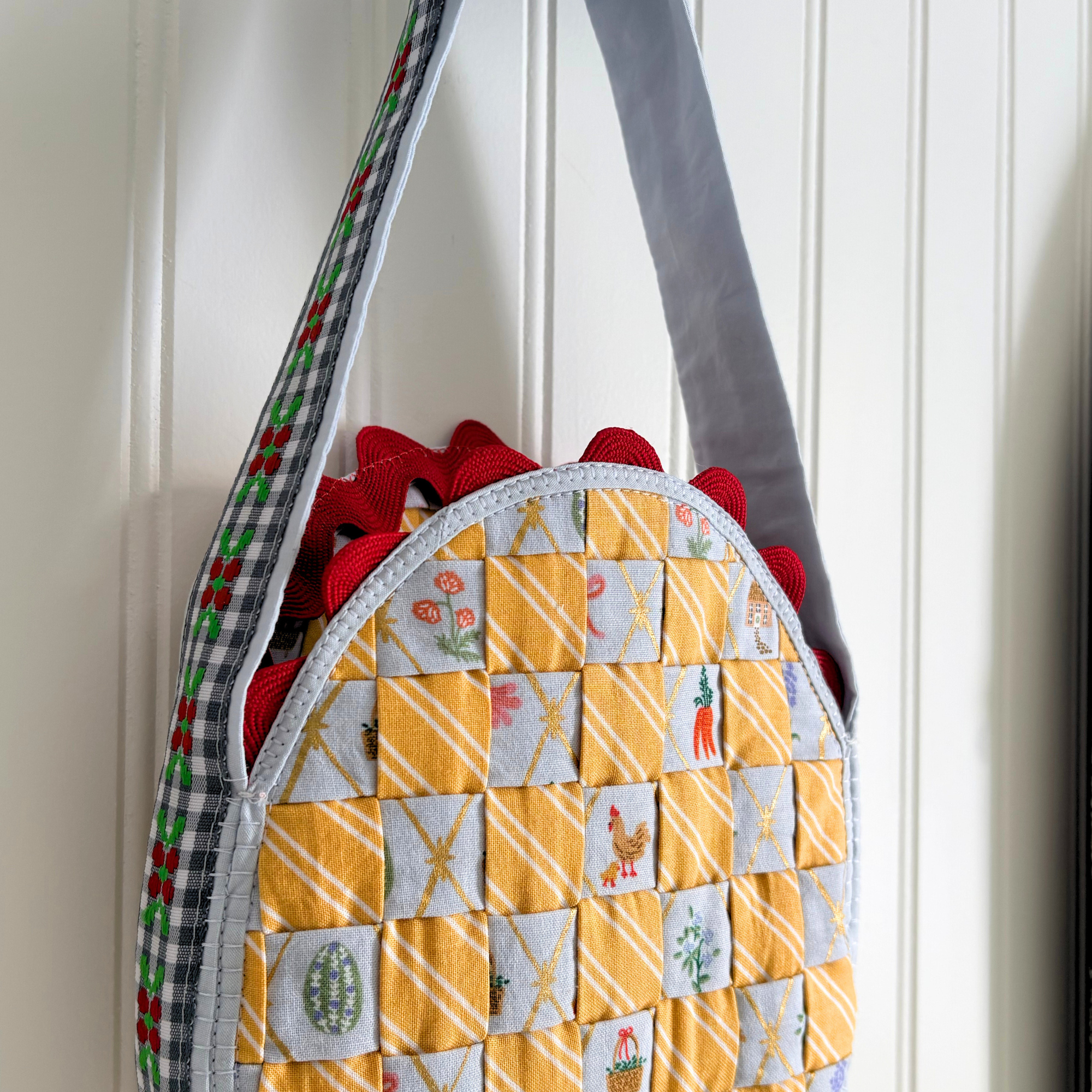 Handmade Woven Easter Basket - Yellow Stripes