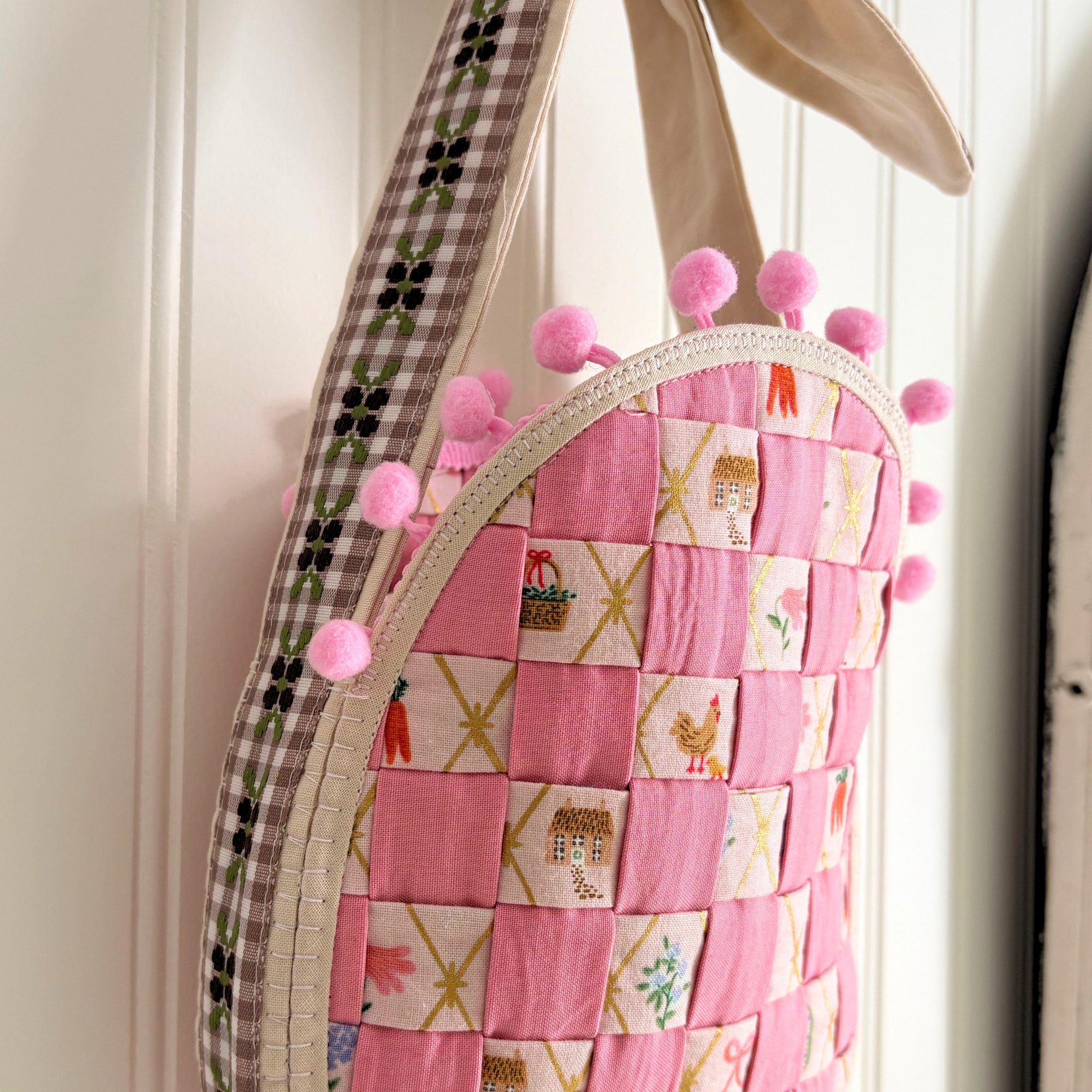 Handmade Woven Easter Basket - Pink and Pink