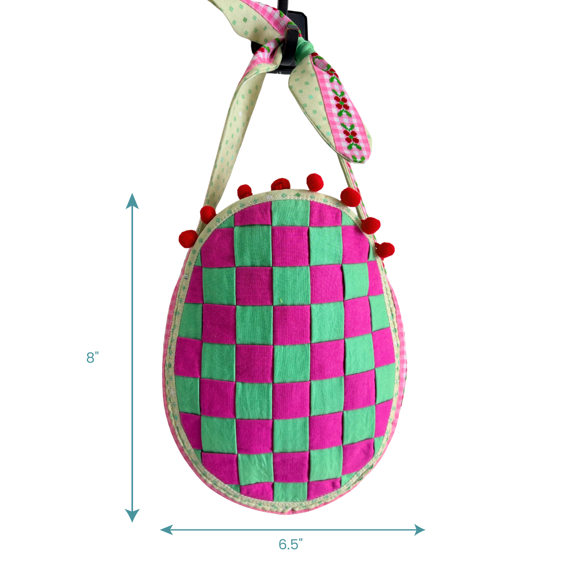 Handmade Woven Easter Basket - Pink and Green