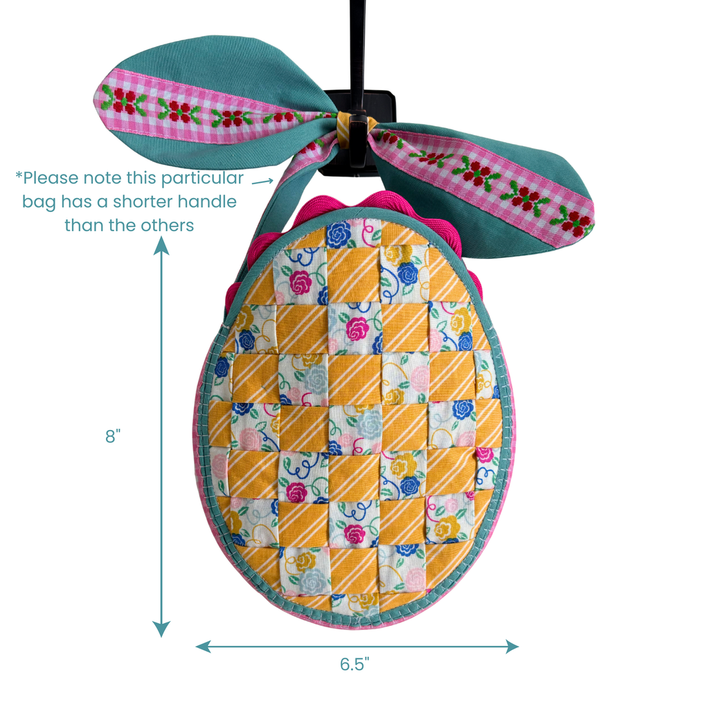Handmade Woven Easter Basket - Floral and Stripes