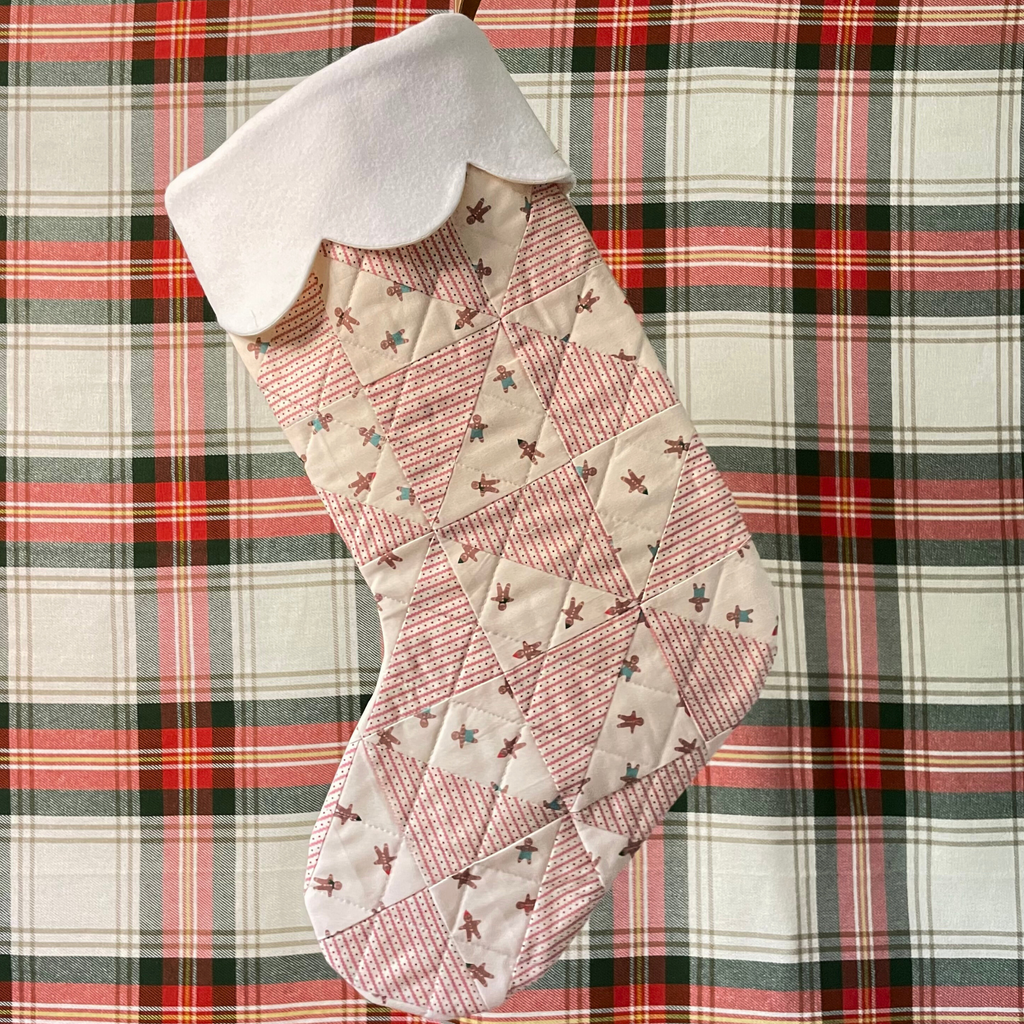 Handmade Christmas Stocking - Gingerbread Light Stripes