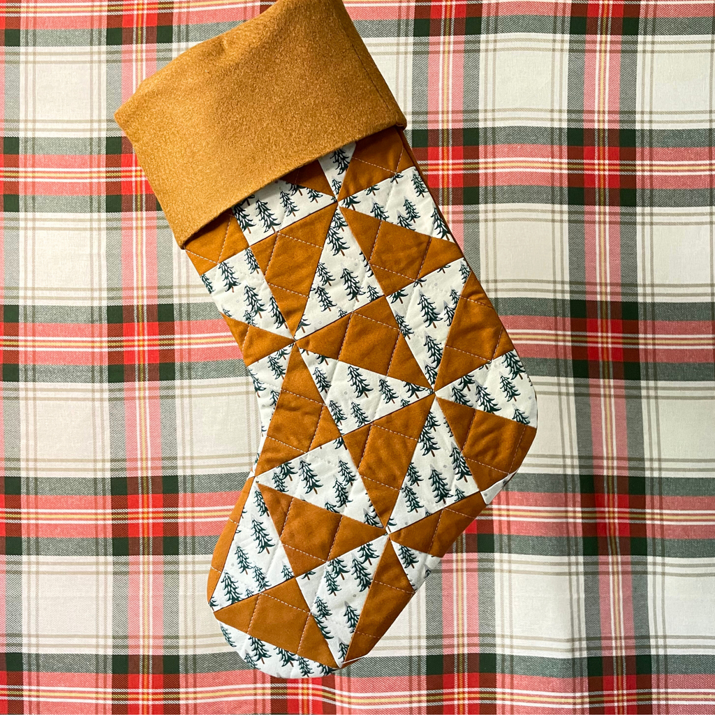 Handmade Christmas Stocking - Gingerbread Fir Patch