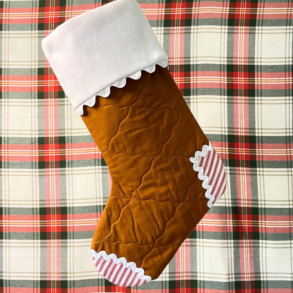 Handmade Christmas Stocking - Gingerbread Stripes