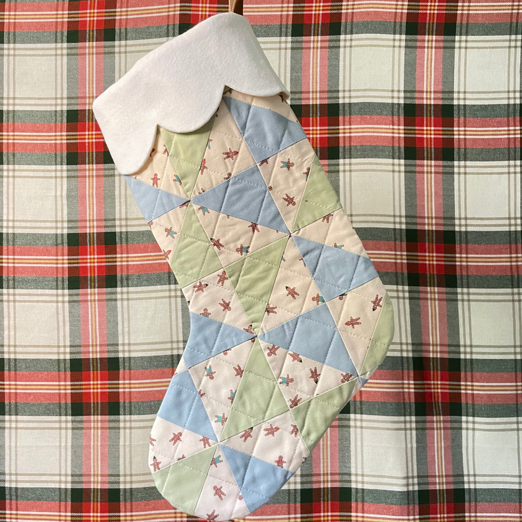 Handmade Christmas Stocking - Gingerbread Sky & Sage