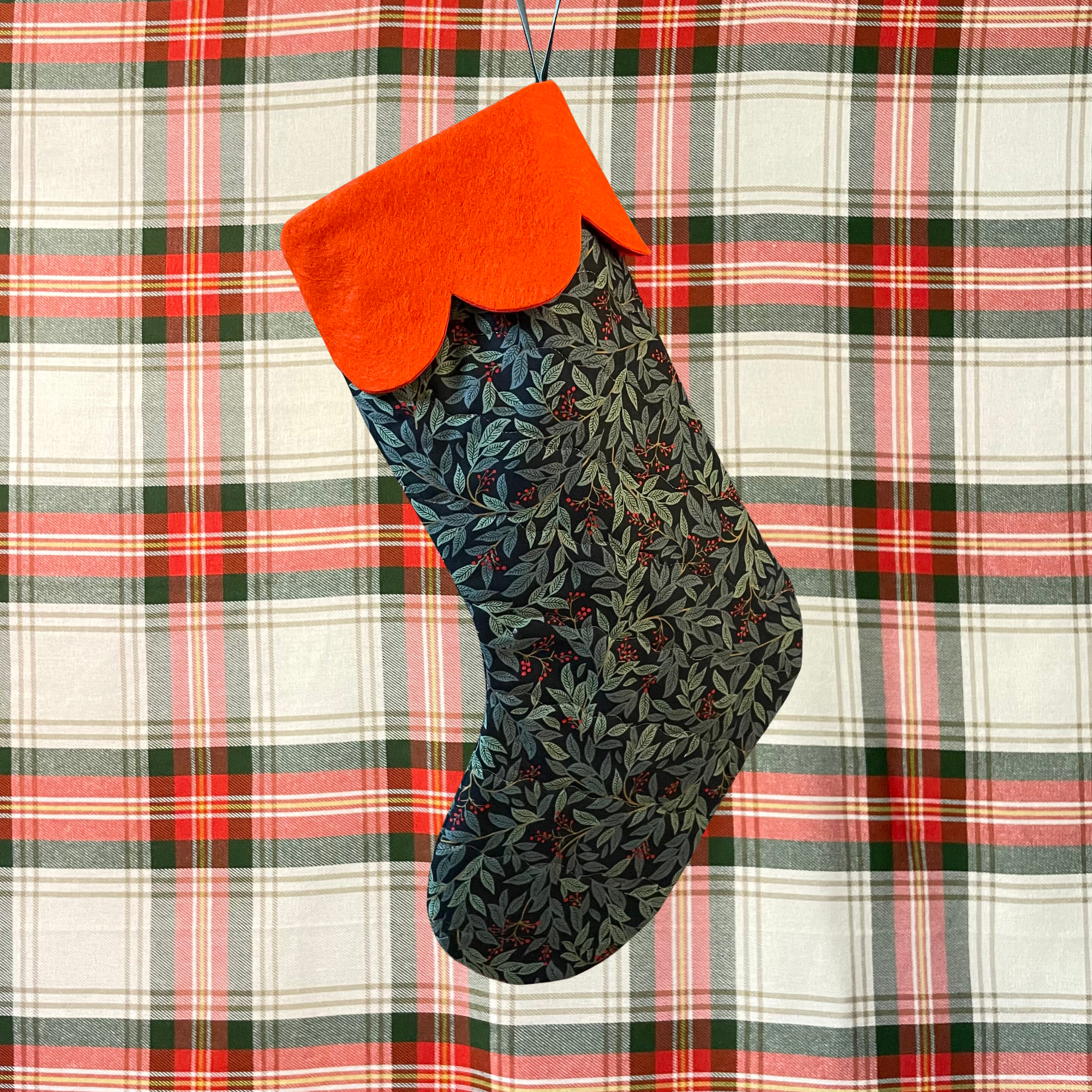 Quilted Christmas Stocking - Willowberry Red