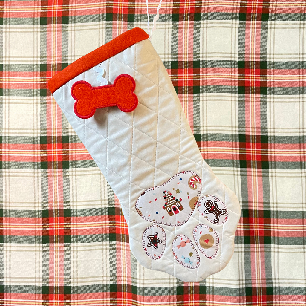 Quilted Patchwork Pet Christmas Stocking - Christmas Cookies