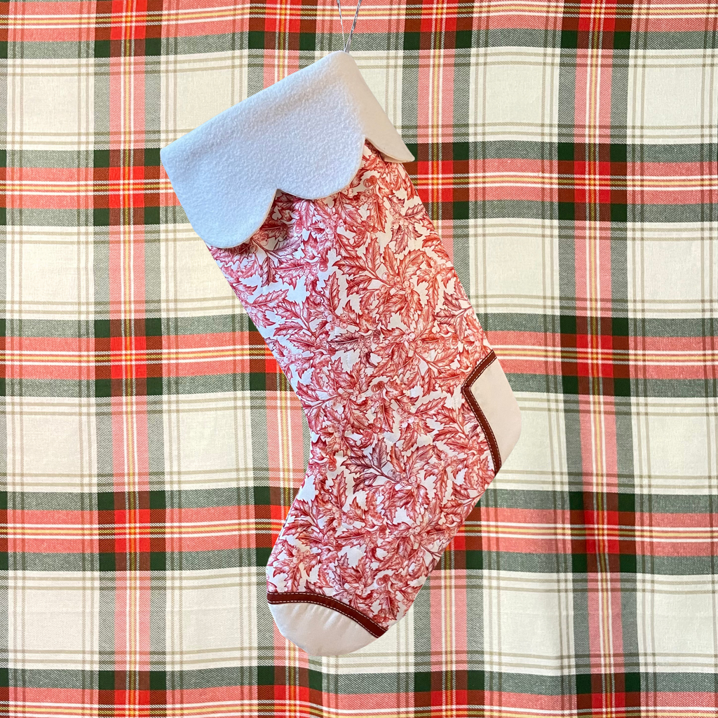 Handmade Christmas Stocking - Red Holly