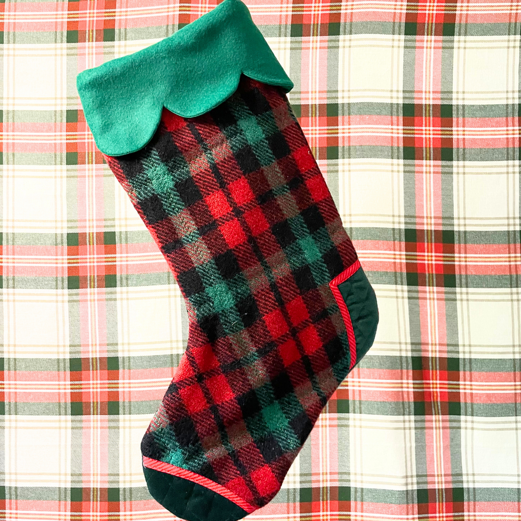 Handmade Christmas Stocking - Vintage Plaid Wool
