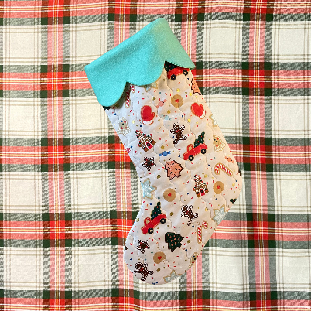 Quilted Christmas Stocking - Christmas Cookies