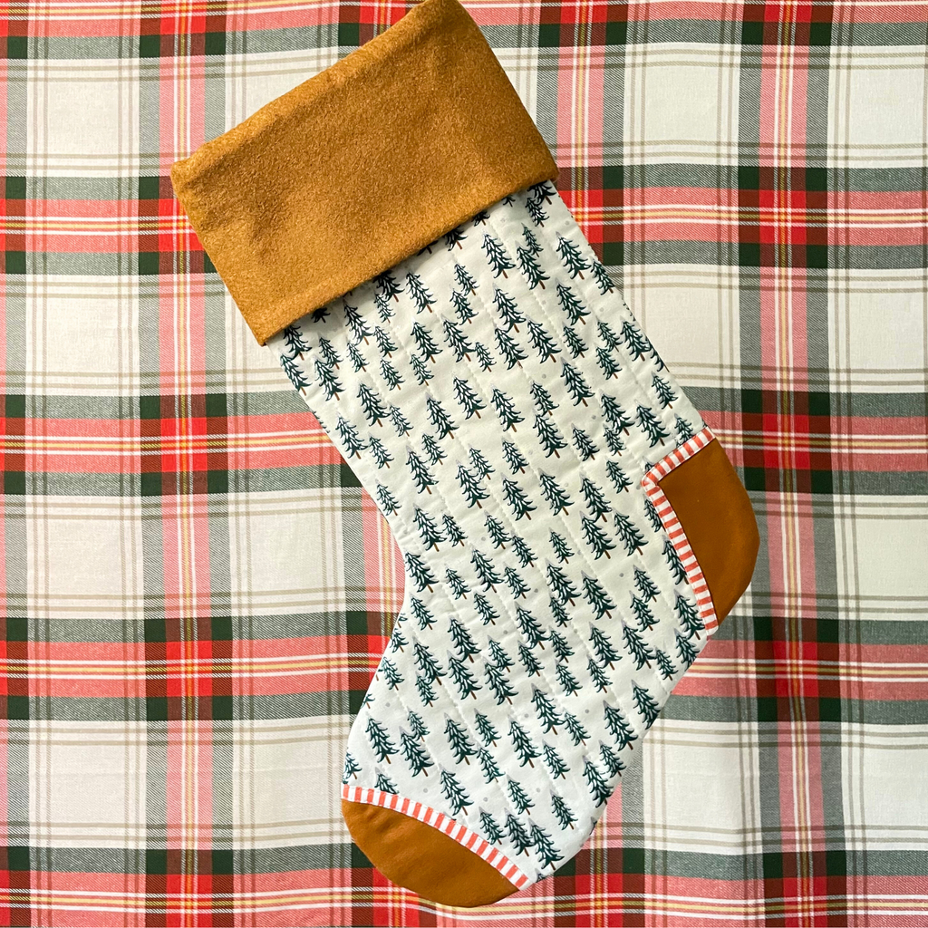 Handmade Christmas Stocking - Gingerbread Fir Trees