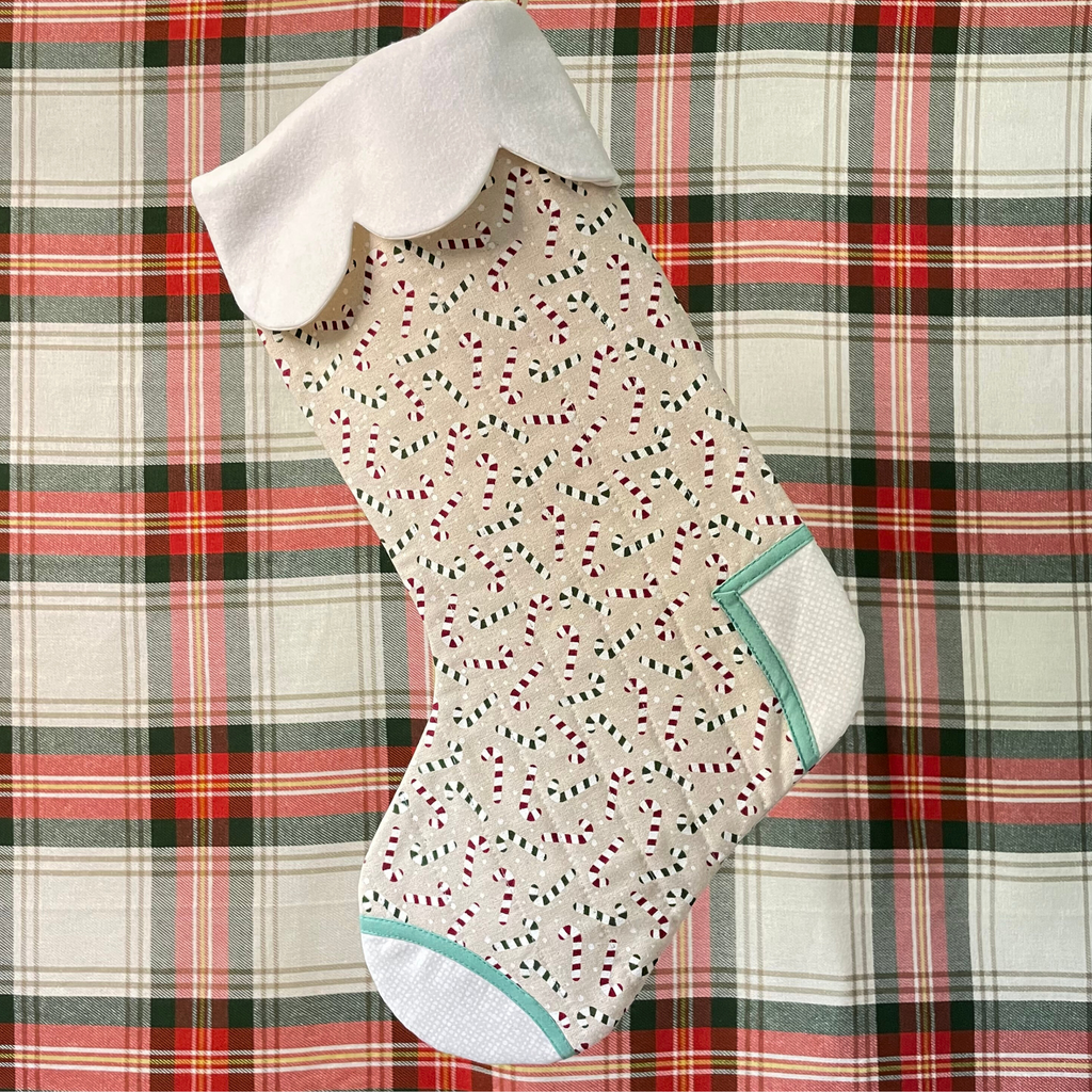 Handmade Stocking - Candy Cane Cream