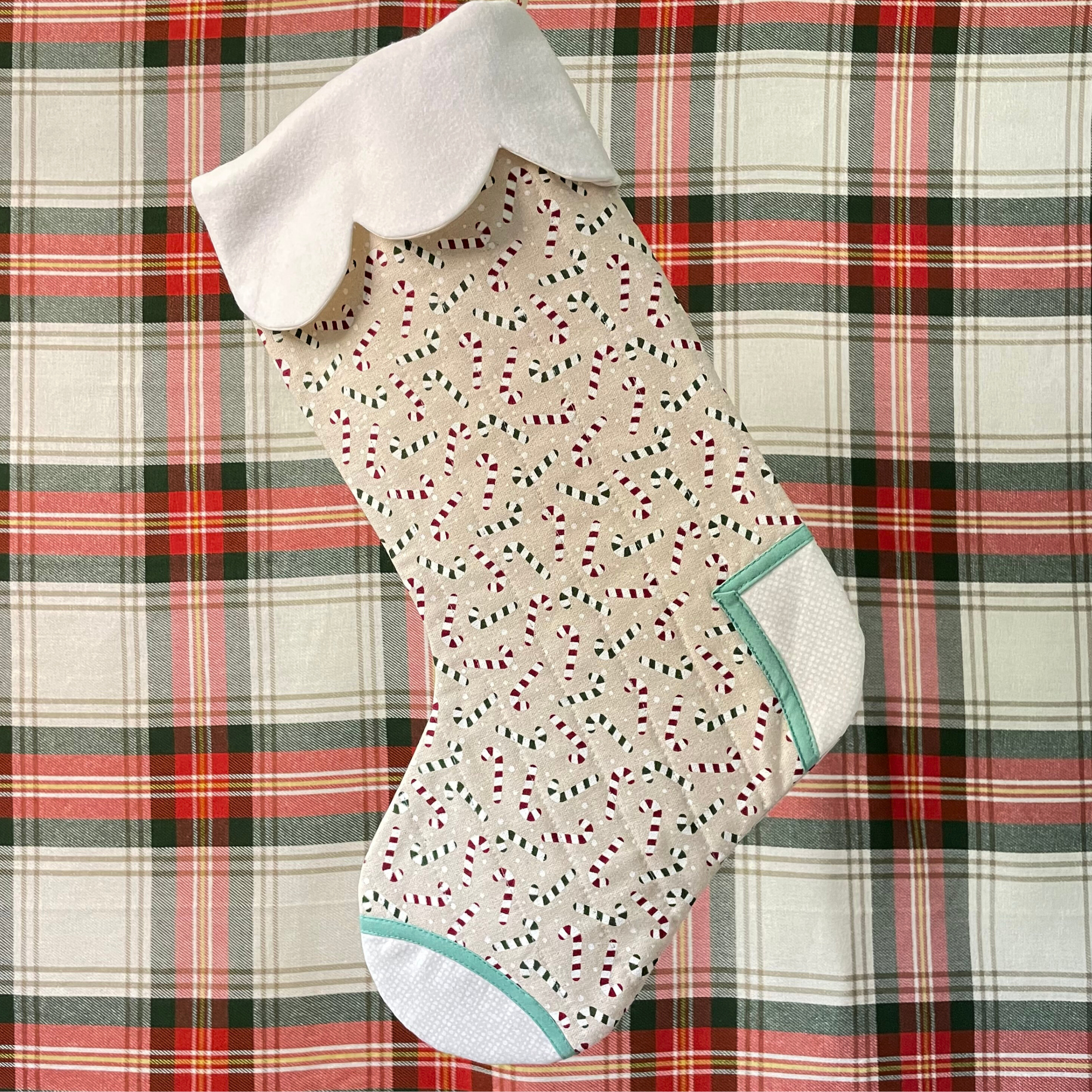 Handmade Stocking - Candy Cane Cream