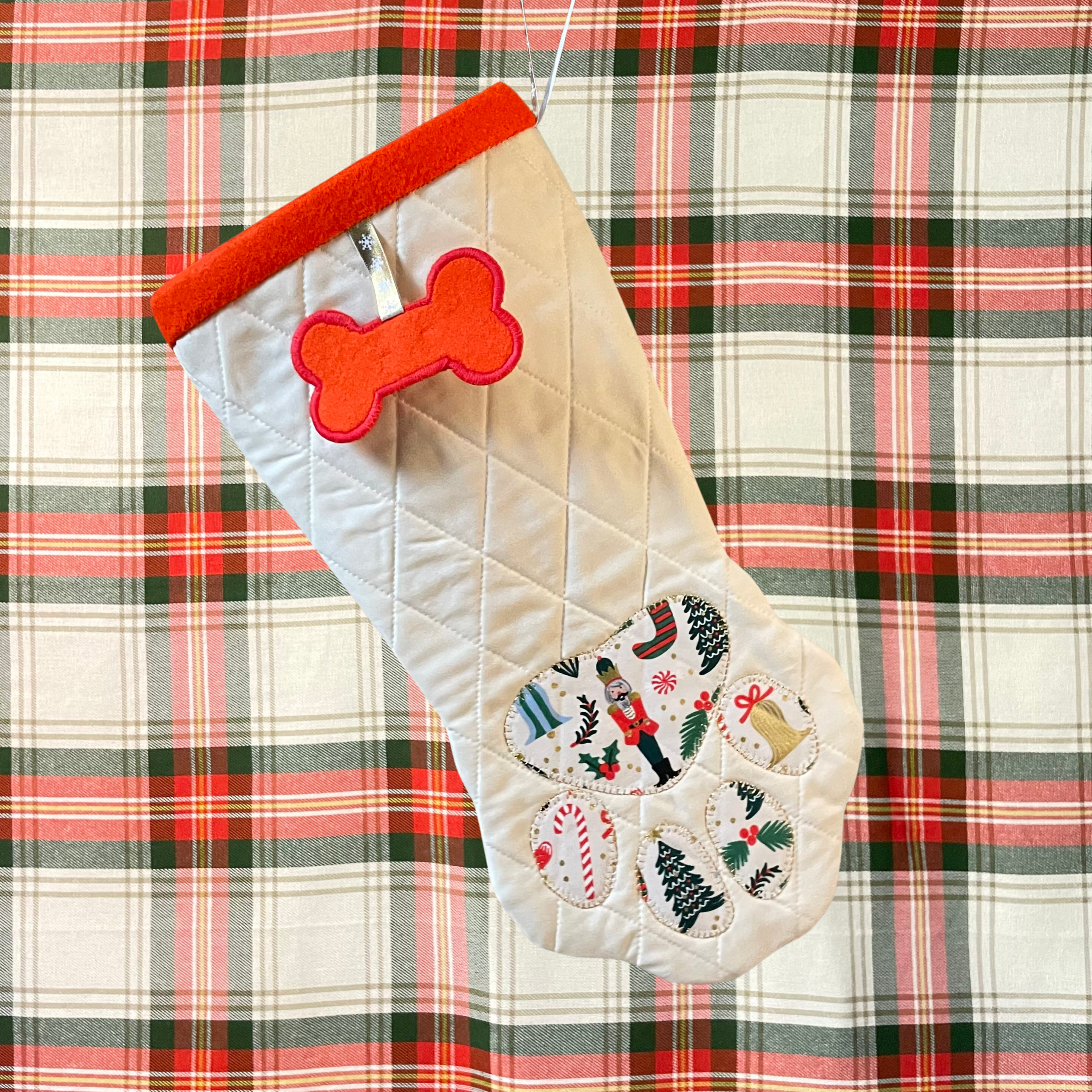 Quilted Patchwork Pet Christmas Stocking - Golden Nutcracker
