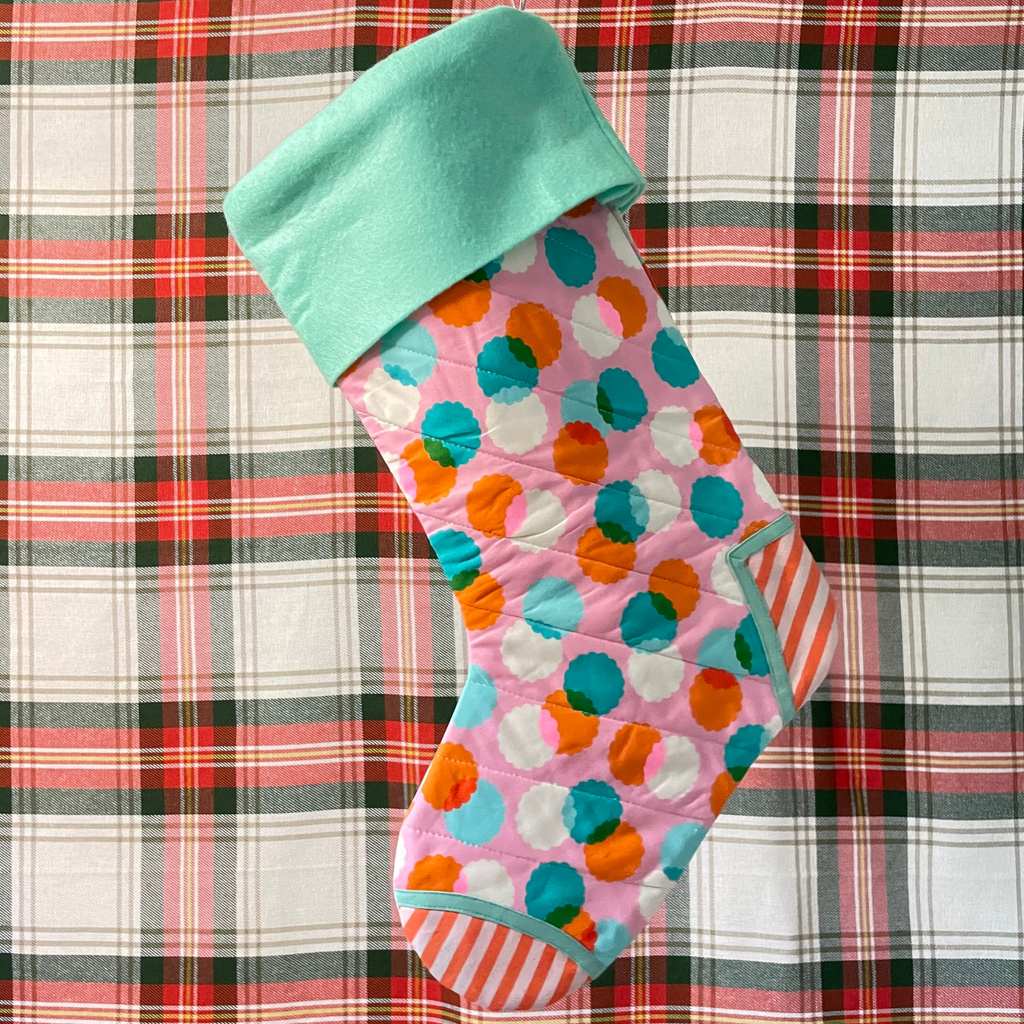 Handmade Christmas Stocking - Pink Puffs
